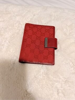 Gucci Red GG Monogram Agenda with Snap Tab